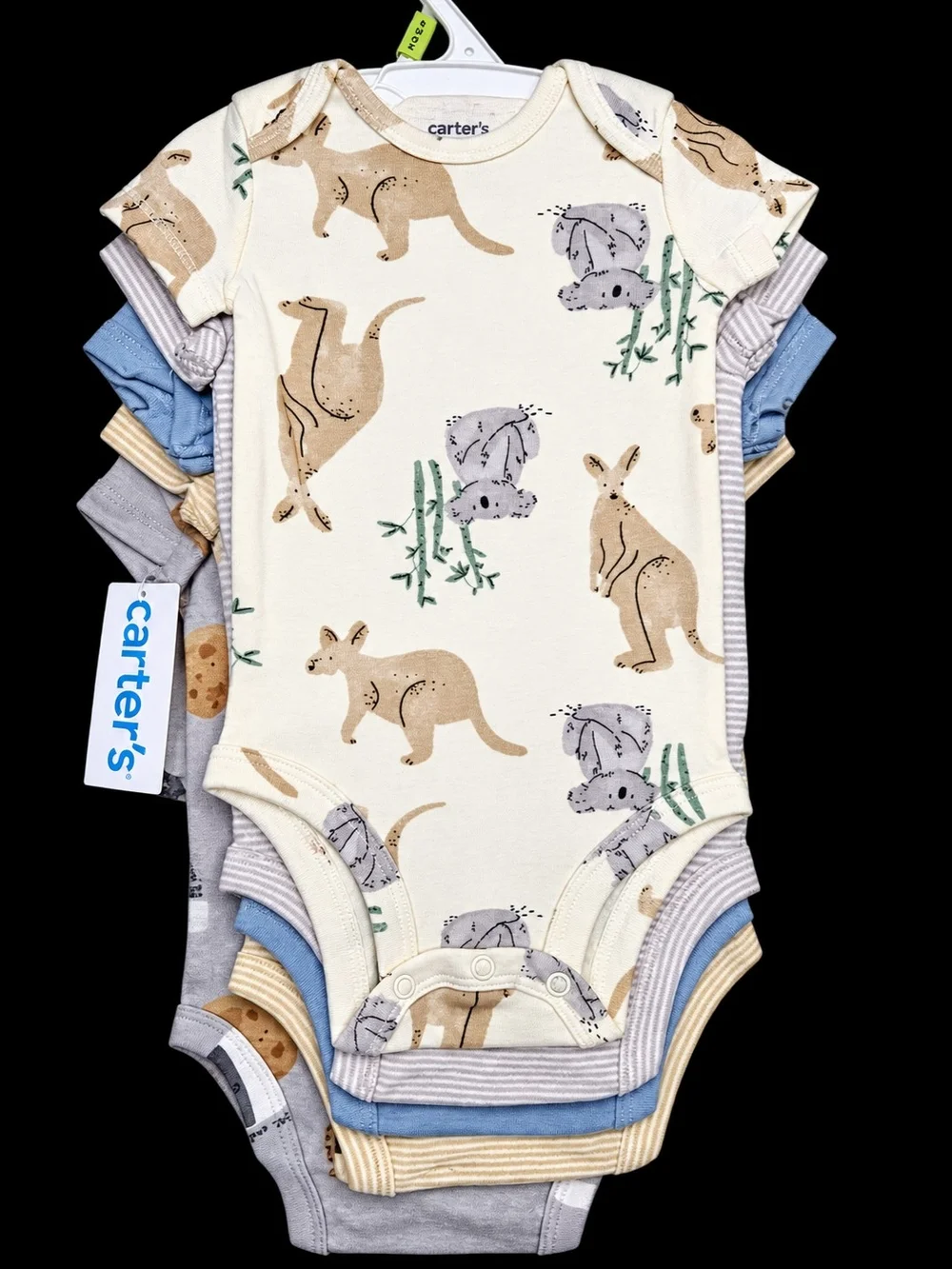 Carter's Cream Kangaroo & Koala Print Baby One-Piece Set